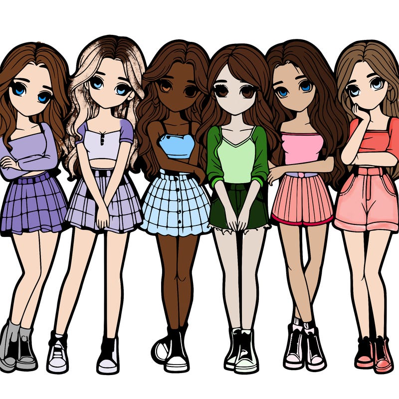 a group of girls realistic