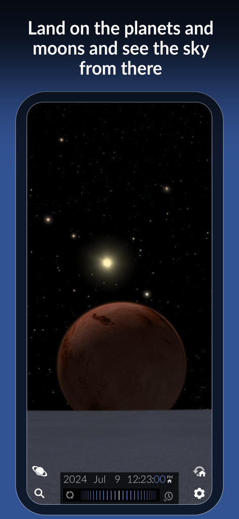 The Sky Pro by Redshift - Celestial view of stars and planets from a landing site in The Sky Pro app