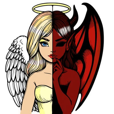 realistic angel half demon