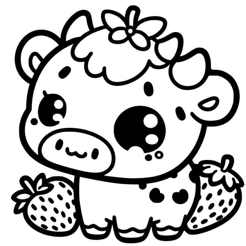 strawberry milk cow cute