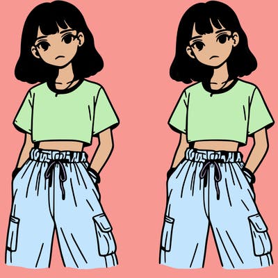 girl whith croptop and baggy pants