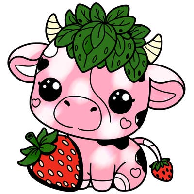 cute strawberry cow