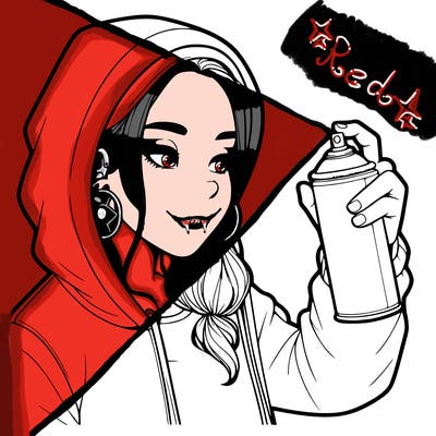 a realistic girl, spray painting