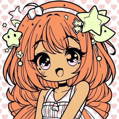 cute anime girl with star accessories