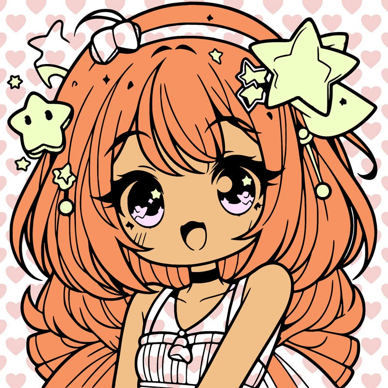 cute anime girl with star accessories