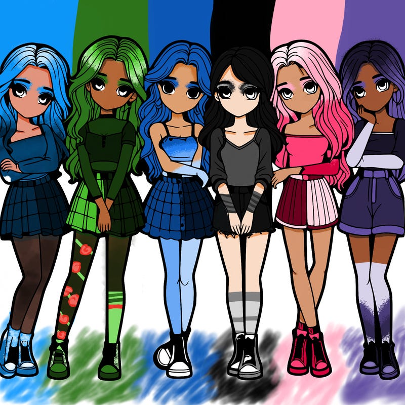 a group of girls realistic