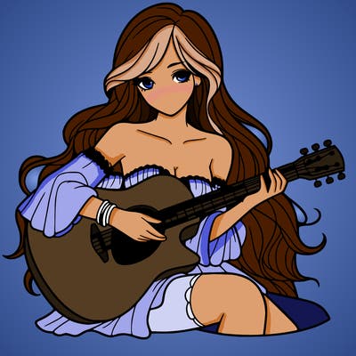 beautiful girl playing the guitar
