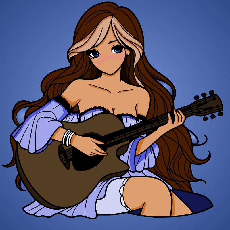 beautiful girl playing the guitar