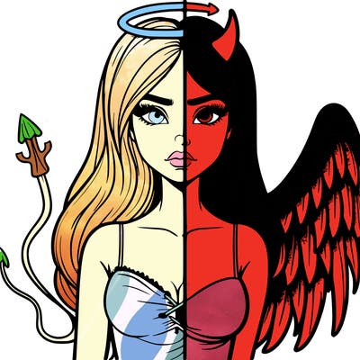 devil vs angel realistic girl