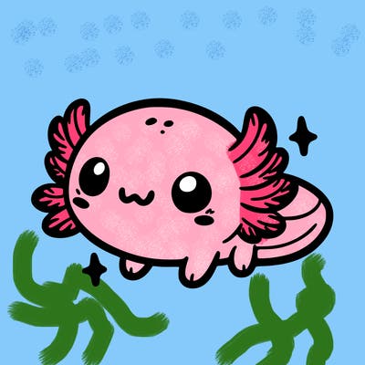 cute easy baby axolotl