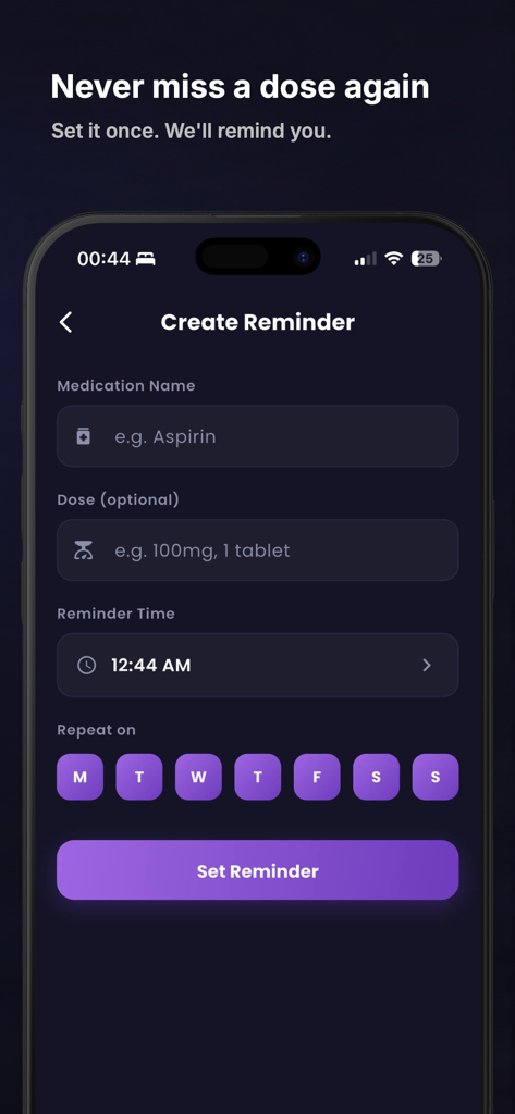 MedMatch Pro - MedMatch Pro app interface for creating medication dose reminders