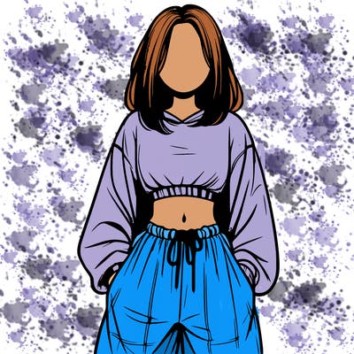 realistic girl faceless with baggy pants and a crop top