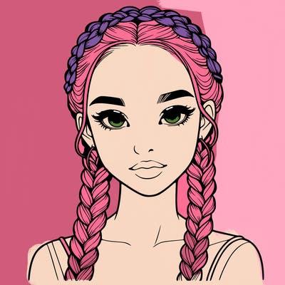 realistic girl with braids