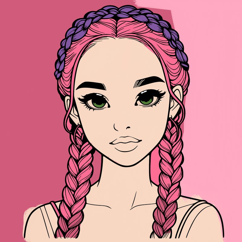 realistic girl with braids