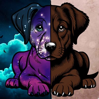 realistic dog split picture