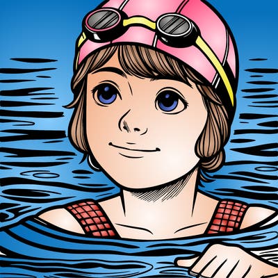 realistic girl swimmer
