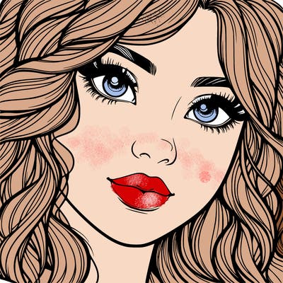 beautiful realistic girl close up to the camera with wavy hair,