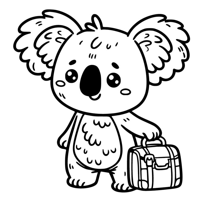 koala with a tiny suitcase