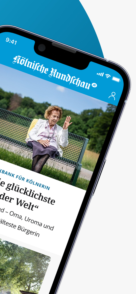 Kölnische Rundschau - Smartphone-Bildschirm mit der Kölnische Rundschau Nachrichten-App, die lokale deutsche Nachrichtengeschichten anzeigt