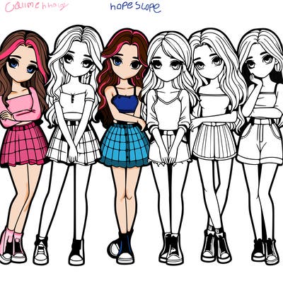 a group of girls realistic