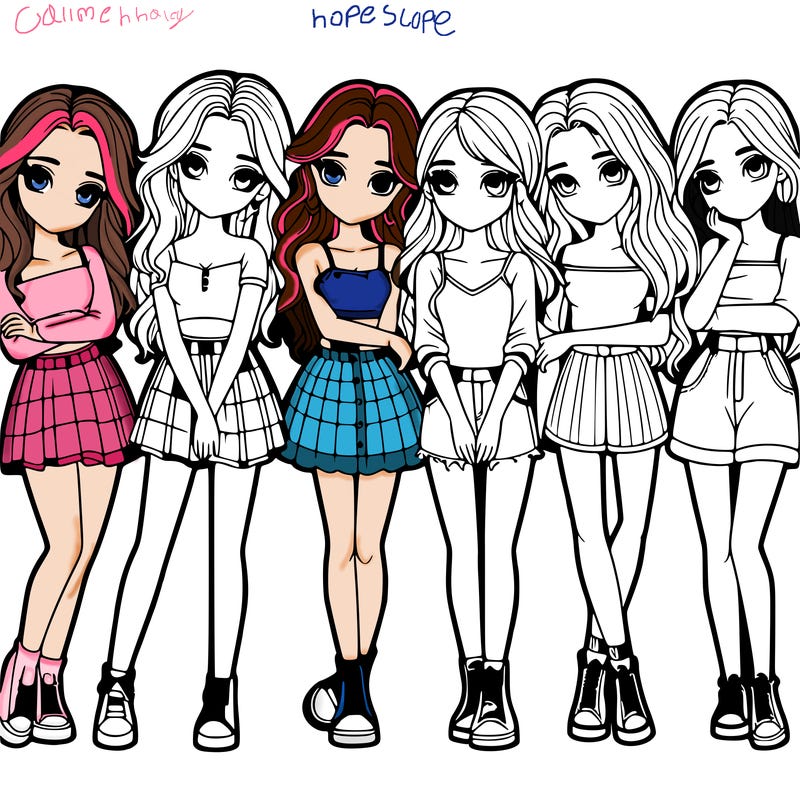 a group of girls realistic