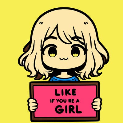 a cute girl holding a sign that says like if you’re a girl