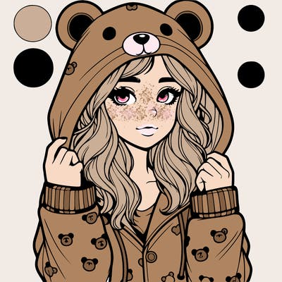 realistic girl in a animal pjs hoodie