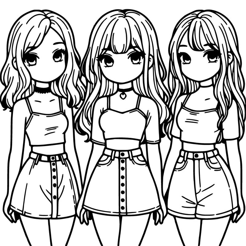 3 girls wearing crop tops and skirts