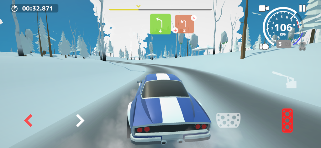 N3Rally - Blue rally car driving on a snowy winter course in N3Rally