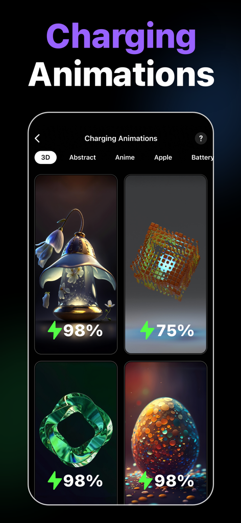 Selection of aesthetic 3D charging animations for iPhone customization