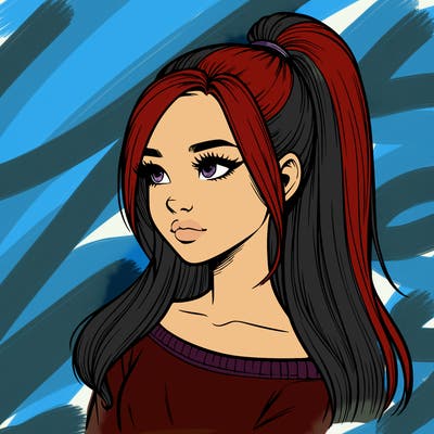 realistic girl with a high ponytail