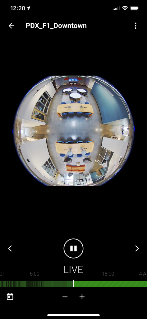 Piko VMS - Live-Rundstrahl-Fisheye-Sicherheitskamera-Feed in der Piko VMS App