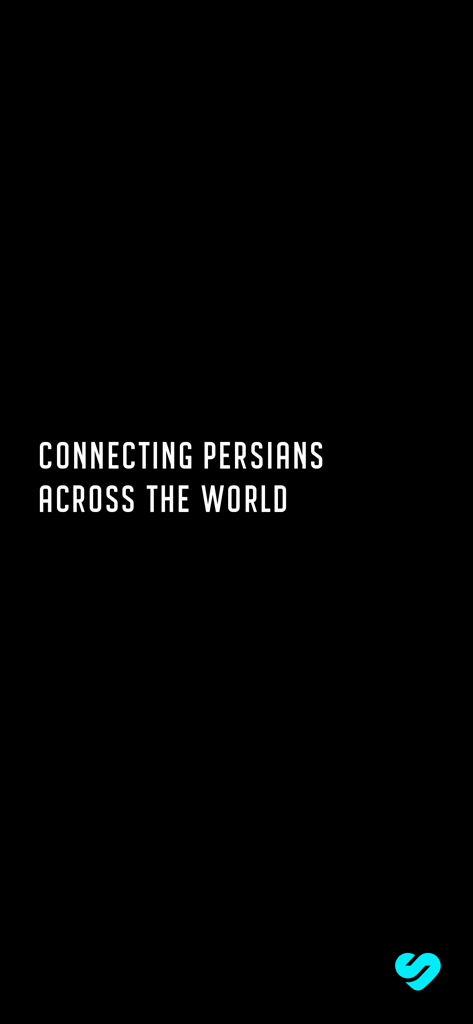 Sheytoon app screen with text stating Connecting Persians Across The World