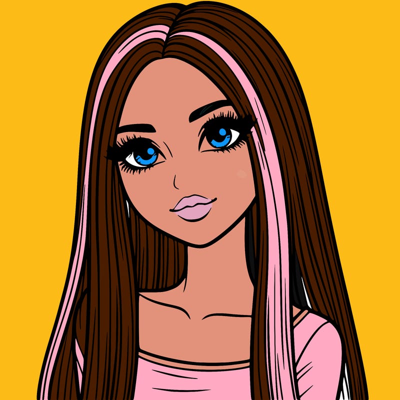 realistic girl with straight and long hair