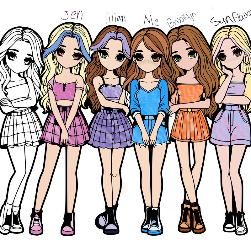 a group of girls realistic