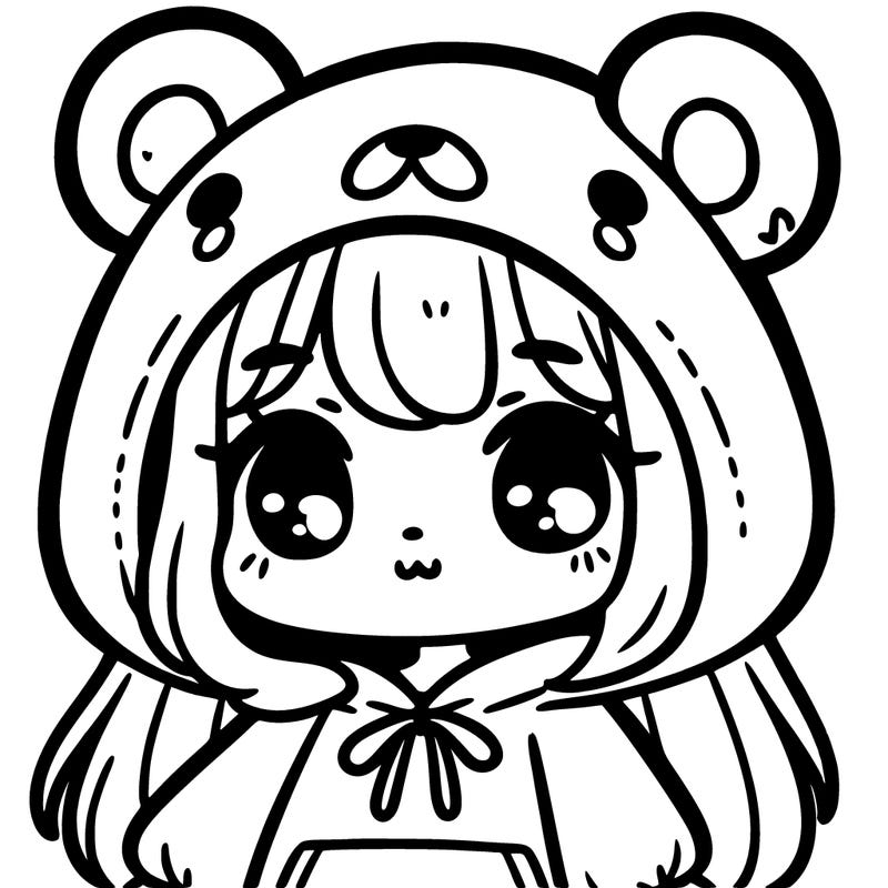 cute girl wearing a bear hoodie