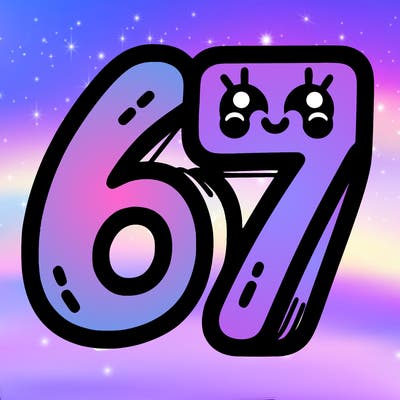 the numbers 67