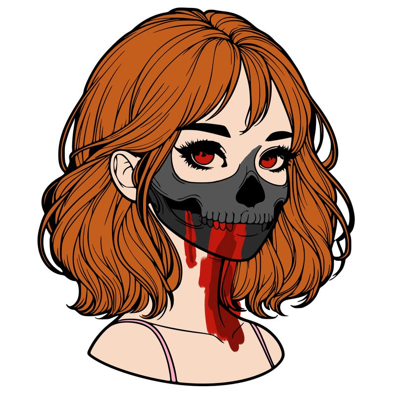 realistic girl with skull