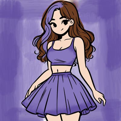 woman in a skirt and crop top