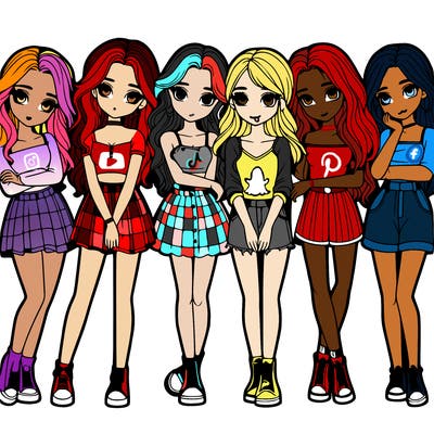 a group of girls realistic