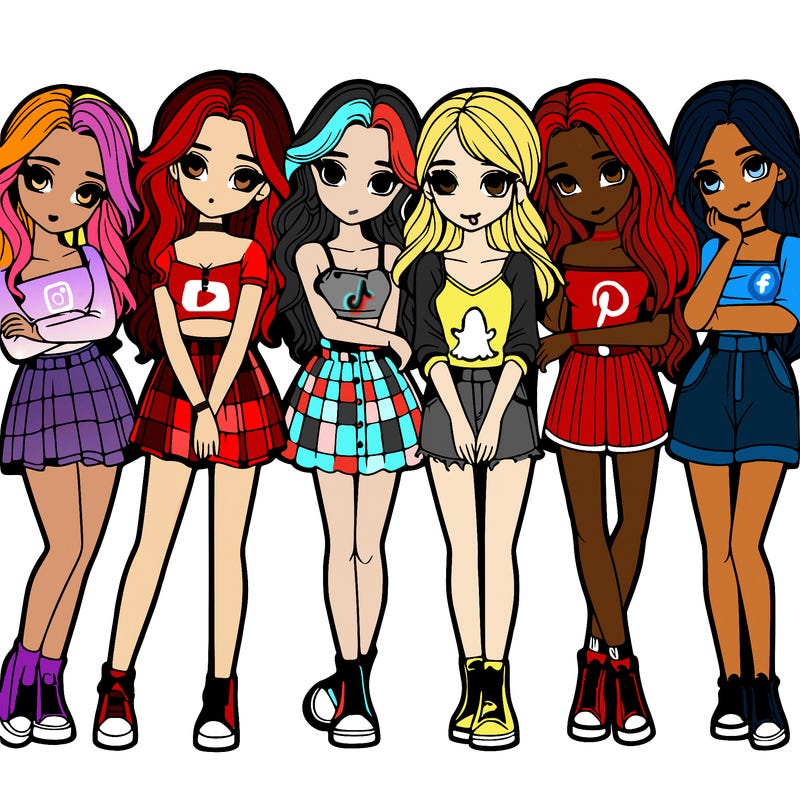 a group of girls realistic