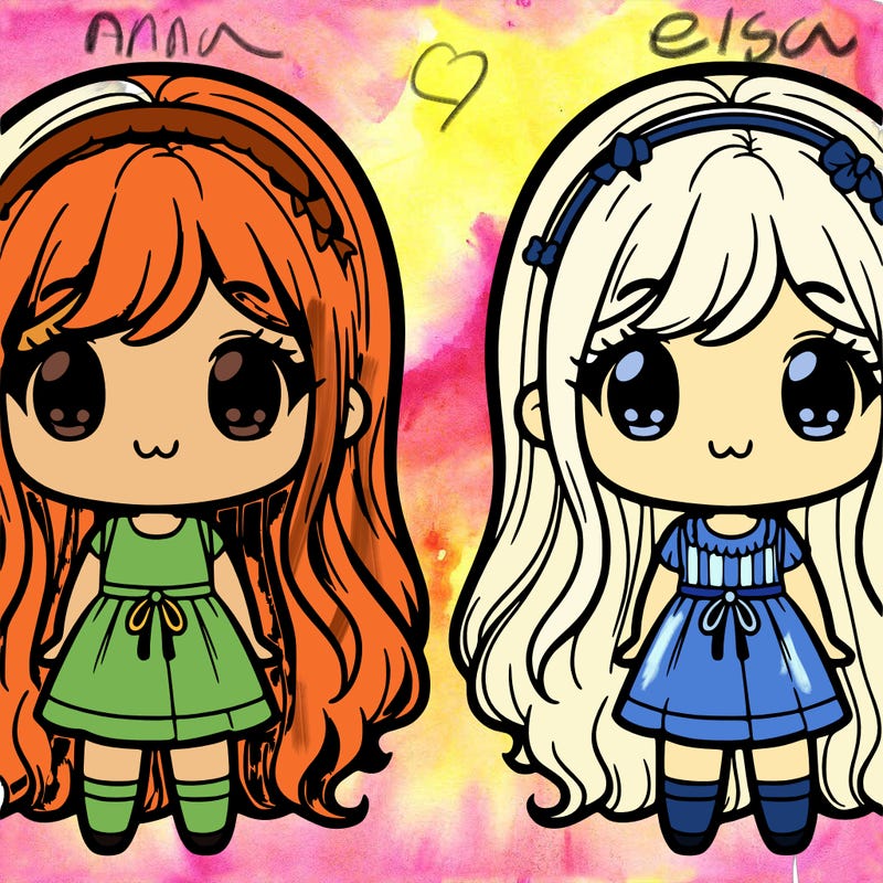 two cute sisters with long hair