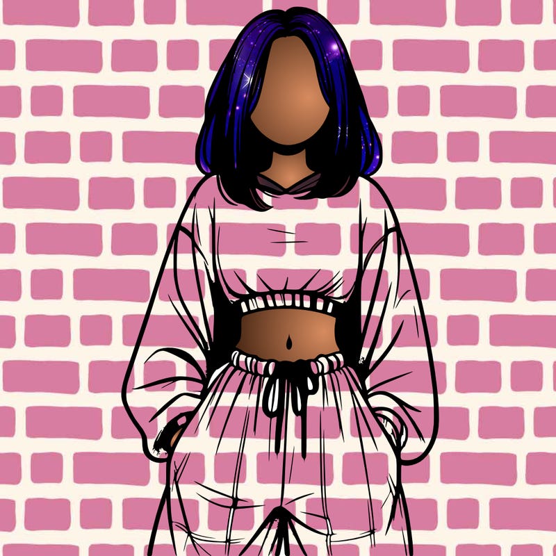 realistic girl faceless with baggy pants and a crop top