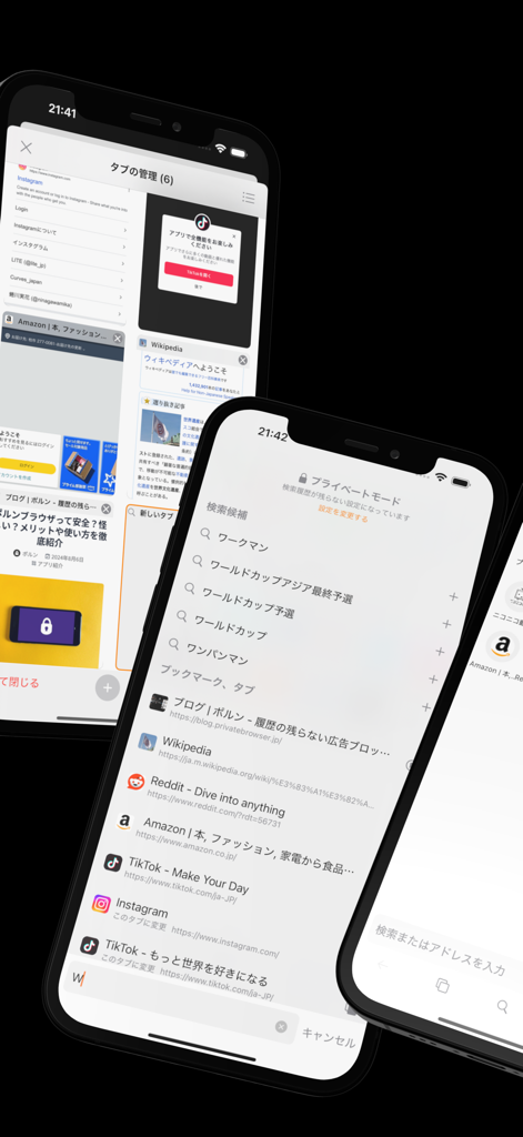 Adblock Private Browser Polun - Interface of Adblock Private Browser Polun on iPhone featuring private tabs and search suggestions