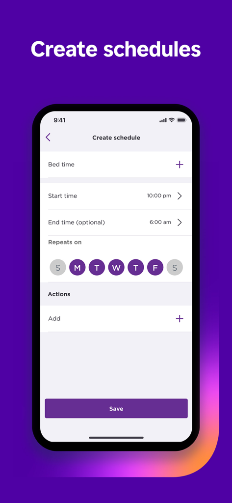 Interfaz de la aplicación Roku Smart Home para crear horarios de dispositivos automatizados.