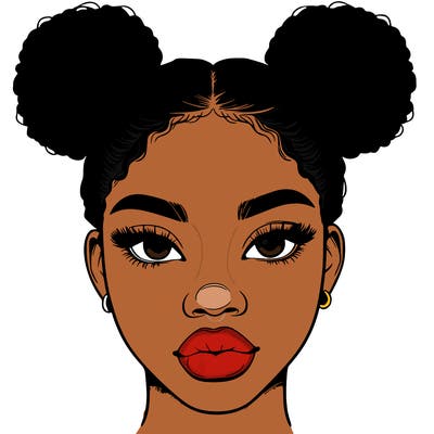 realistic black woman with two buns