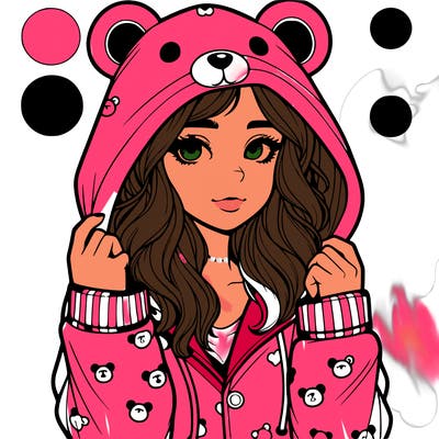 realistic girl in a animal pjs hoodie