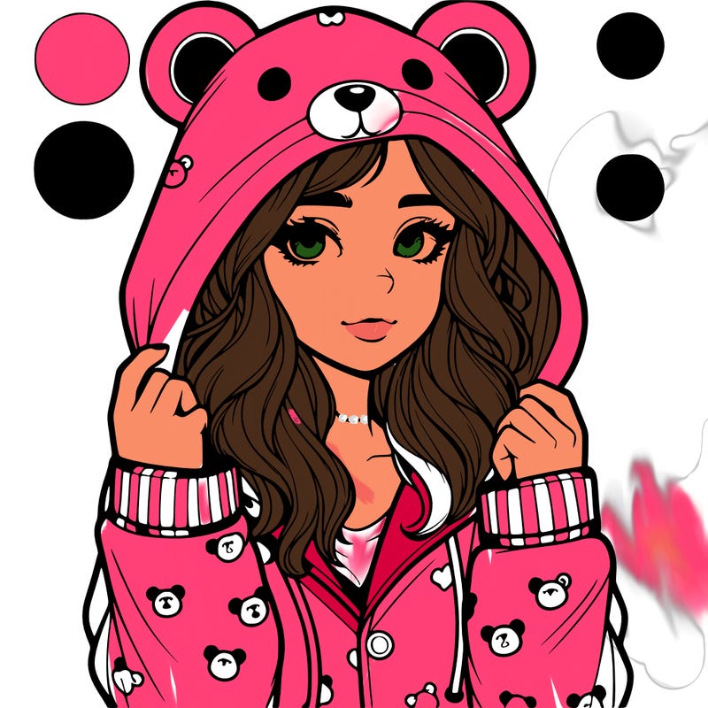 realistic girl in a animal pjs hoodie