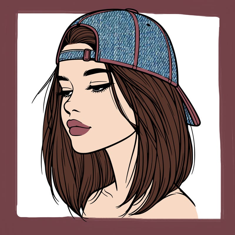 realistic  girl with a backwards hat