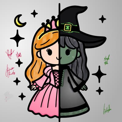 split princess and witch